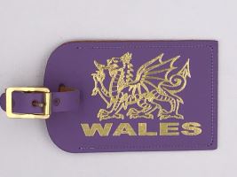 Single Wales Hyacinth Leather Luggage Name Strap Tag with Buckle