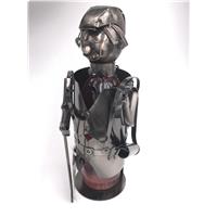 Metal Golfer Wine Bottle Holder Golf Player Gift Idea