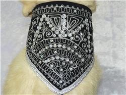 Small Black/Silver Dog Bandana, Fits Neck Size; 12.5-14" BAND6