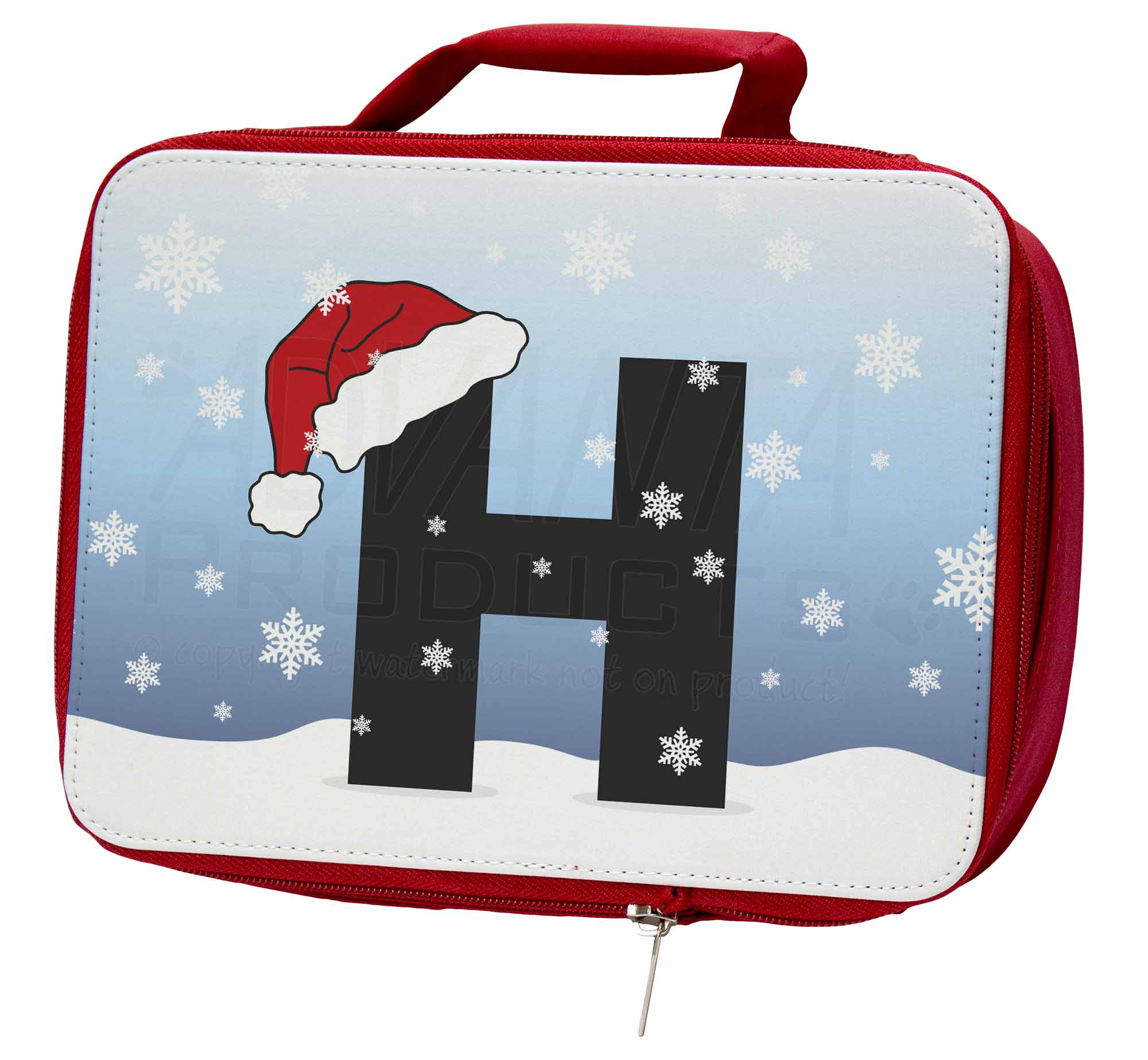 LETTRE "H" portant un Noël Chapeau Isolé Rouge Boîte Déjeuner École/Pique-Ba, A-8LBR LETTRE
