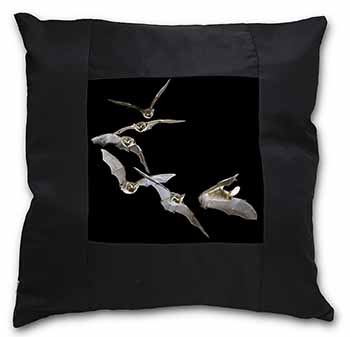 Bats in Flight Black Satin Feel Scatter Cushion