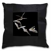 Bats in Flight Black Satin Feel Scatter Cushion