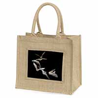 Bats in Flight Natural/Beige Jute Large Shopping Bag