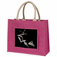 Bats in Flight Large Pink Jute Shopping Bag