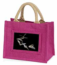 Bats in Flight Little Girls Small Pink Jute Shopping Bag