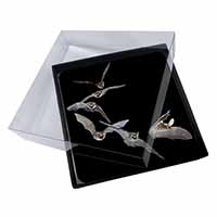 4x Bats in Flight Picture Table Coasters Set in Gift Box