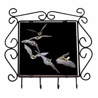 Bats in Flight Wrought Iron Key Holder Hooks