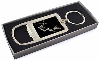 Bats in Flight Chrome Metal Bottle Opener Keyring in Box