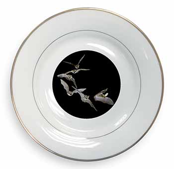 Bats in Flight Gold Rim Plate Printed Full Colour in Gift Box