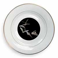 Bats in Flight Gold Rim Plate Printed Full Colour in Gift Box