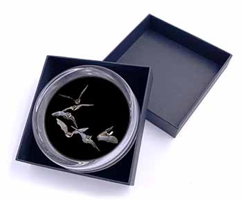 Bats in Flight Glass Paperweight in Gift Box