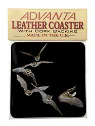 Bats in Flight Single Leather Photo Coaster