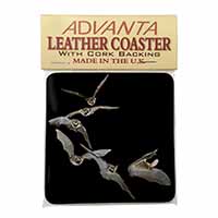 Bats in Flight Single Leather Photo Coaster