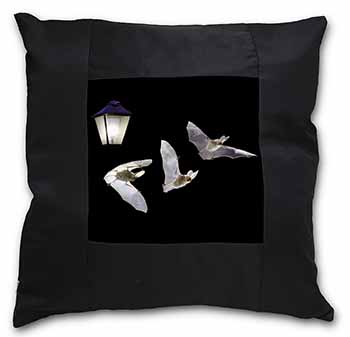 Bats by Lantern Night Light Black Satin Feel Scatter Cushion