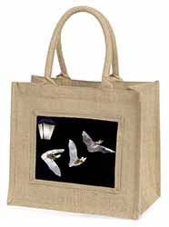 Bats by Lantern Night Light Natural/Beige Jute Large Shopping Bag