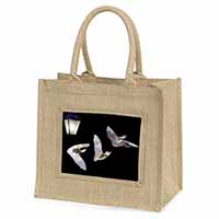 Bats by Lantern Night Light Natural/Beige Jute Large Shopping Bag