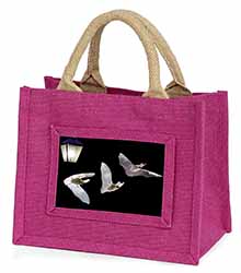 Bats by Lantern Night Light Little Girls Small Pink Jute Shopping Bag