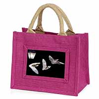 Bats by Lantern Night Light Little Girls Small Pink Jute Shopping Bag