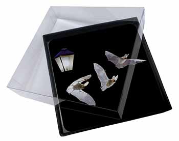 4x Bats by Lantern Night Light Picture Table Coasters Set in Gift Box