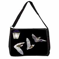 Bats by Lantern Night Light Large Black Laptop Shoulder Bag School/College