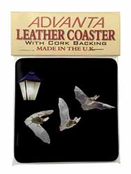 Bats by Lantern Night Light Single Leather Photo Coaster