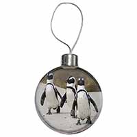 Penguins on Sandy Beach Christmas Bauble