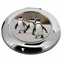 Penguins on Sandy Beach Make-Up Round Compact Mirror