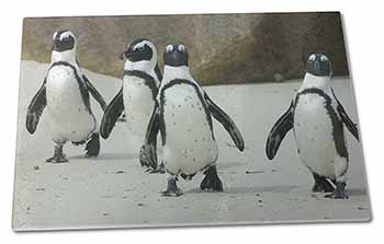 Large Glass Cutting Chopping Board Penguins on Sandy Beach