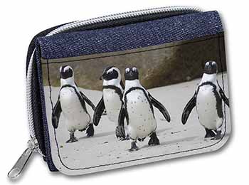 Penguins on Sandy Beach Unisex Denim Purse Wallet