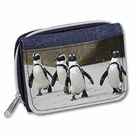 Penguins on Sandy Beach Unisex Denim Purse Wallet
