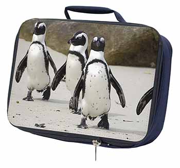 Penguins on Sandy Beach Navy Insulated School Lunch Box/Picnic Bag