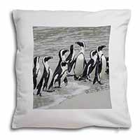 Sea Penguins Soft White Velvet Feel Scatter Cushion