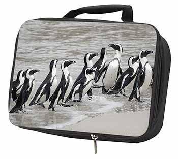 Sea Penguins Black Insulated School Lunch Box/Picnic Bag