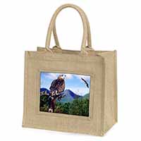 Red Kite Bird of Prey Natural/Beige Jute Large Shopping Bag