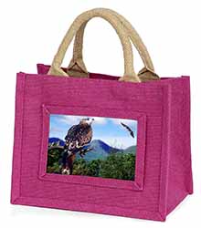 Red Kite Bird of Prey Little Girls Small Pink Jute Shopping Bag