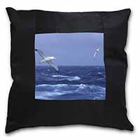 Sea Albatross Flying Free Black Satin Feel Scatter Cushion - Advanta Group®