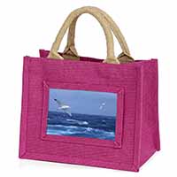 Sea Albatross Flying Free Little Girls Small Pink Jute Shopping Bag