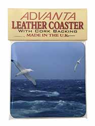 Sea Albatross Flying Free Single Leather Photo Coaster