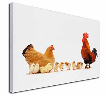 Hen, Chicks and Cockerel Canvas X-Large 30"x20" Wall Art Print