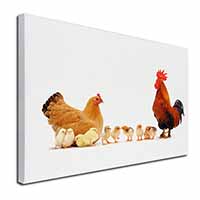 Hen, Chicks and Cockerel Canvas X-Large 30"x20" Wall Art Print