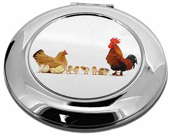 Hen, Chicks and Cockerel Make-Up Round Compact Mirror