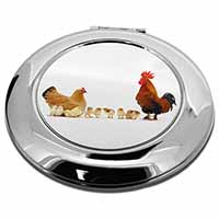 Hen, Chicks and Cockerel Make-Up Round Compact Mirror