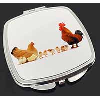 Hen, Chicks and Cockerel Make-Up Compact Mirror