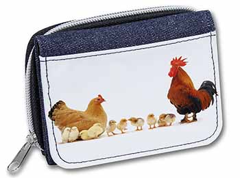 Hen, Chicks and Cockerel Unisex Denim Purse Wallet