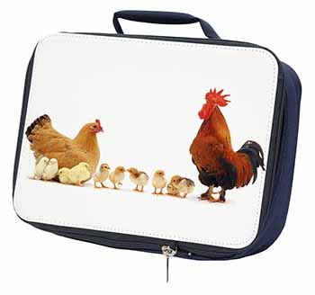 Hen, Chicks and Cockerel Navy Insulated School Lunch Box/Picnic Bag