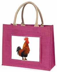 Morning Call Cockerel Large Pink Jute Shopping Bag