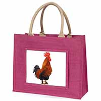 Morning Call Cockerel Large Pink Jute Shopping Bag