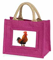 Morning Call Cockerel Little Girls Small Pink Jute Shopping Bag