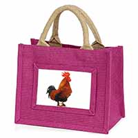 Morning Call Cockerel Little Girls Small Pink Jute Shopping Bag
