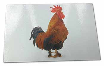 Large Glass Cutting Chopping Board Morning Call Cockerel